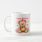 Happy Birthday Cute Teddy Bear with Pink Hearts Kaffeetasse (Links)
