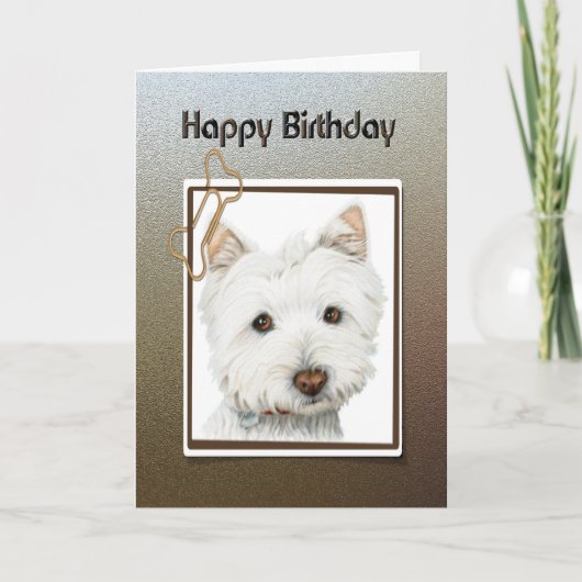 Happy birthday, cute westie dog greeting card karte (Vorderseite)