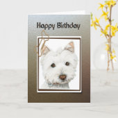 Happy birthday, cute westie dog greeting card karte (Gelbe Blume)
