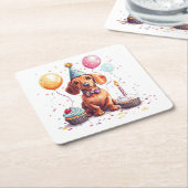 Happy Birthday Dachshund Dog  Rechteckiger Pappuntersetzer (angewinkelt)