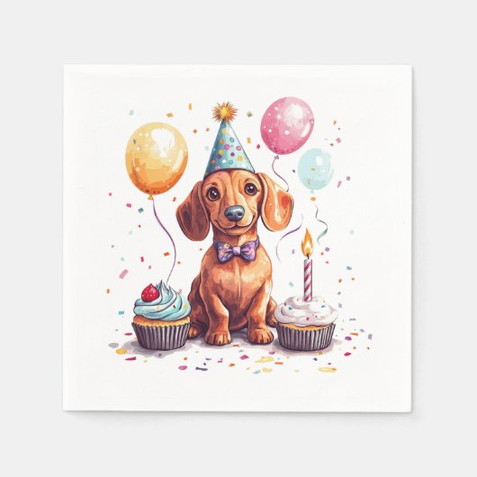 Happy Birthday Dachshund Dog  Serviette (Vorderseite)