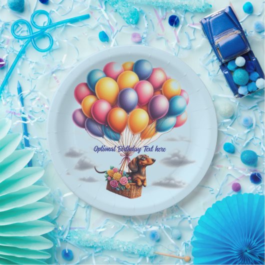 Happy Birthday Dackel Balloons Pappteller (Party)