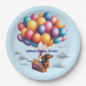 Happy Birthday Dackel Balloons Pappteller (Vorderseite)
