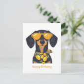 Happy Birthday Dackel Hund Sonnenbrille Lemons Postkarte (Stehend Vorderseite)