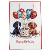 Happy Birthday Dackel Hunde Mittlere Geschenktüte (Rückseite)