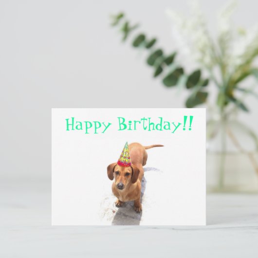 Happy Birthday Dackel Postcard Postkarte (Stehend Vorderseite)