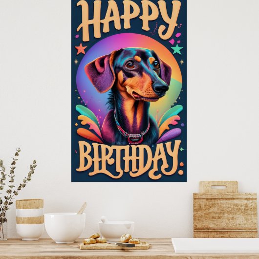 Happy Birthday Dackel Poster (Küche)