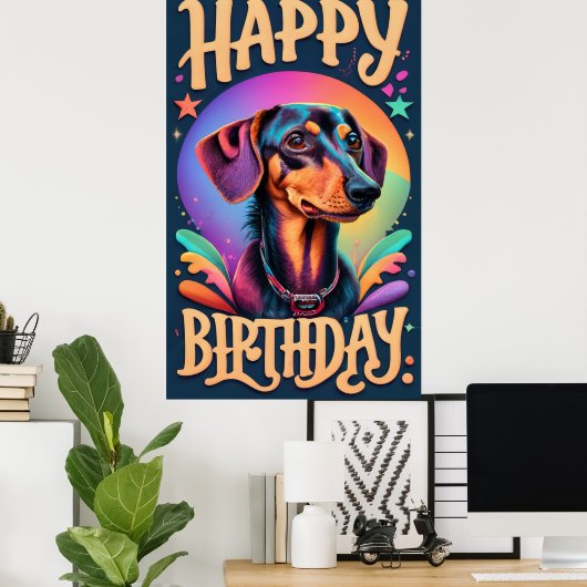 Happy Birthday Dackel Poster (Heimbüro)