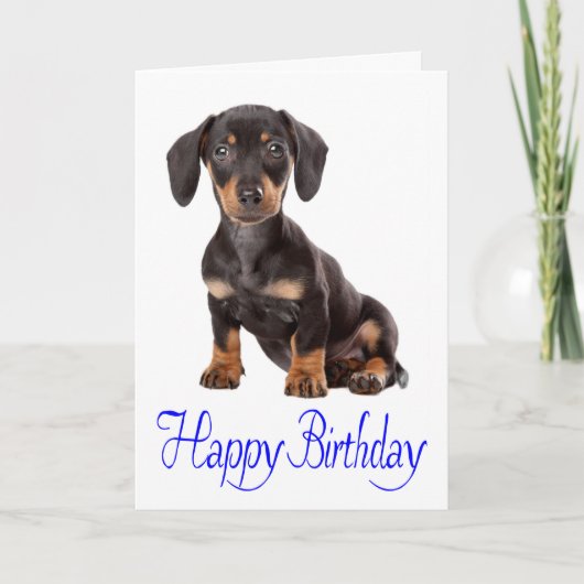 Happy Birthday Dackel Puppy Dog Card Karte (Vorderseite)