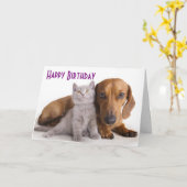 Happy Birthday Dackel Puppy Dog Card Karte (Gelbe Blume)
