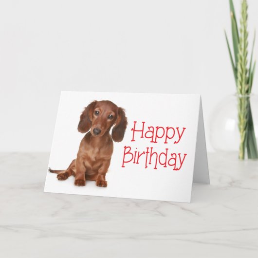 Happy Birthday Dackel Puppy Dog Card Karte (Vorderseite)