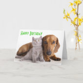 Happy Birthday Dackel Puppy Dog Card Karte (Gelbe Blume)