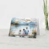 Happy Birthday Dad Fishing with Kids Watercolor Karte (Vorderseite)