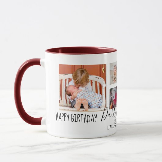 Happy Birthday Daddy 6 Foto Collage White Tasse (Links)