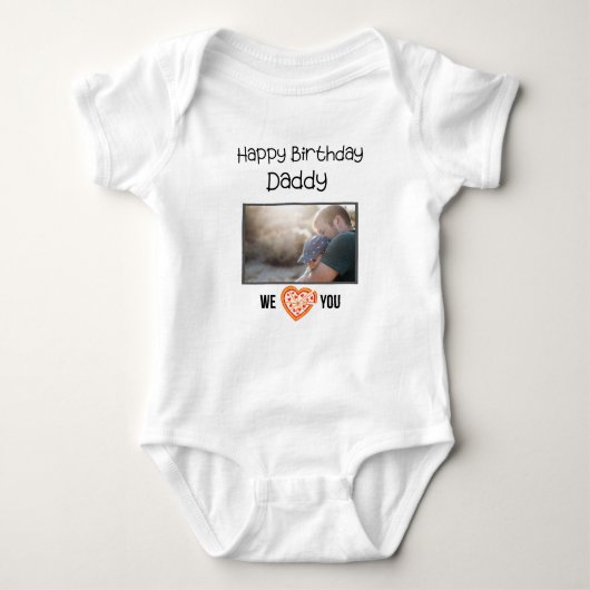 HAPPY BIRTHDAY DADDY CUSTOM TEXT UND FOTO BABY STRAMPLER (Vorderseite)