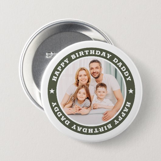 Happy Birthday Daddy Modern Simple Custom Foto Button (Vorne & Hinten)