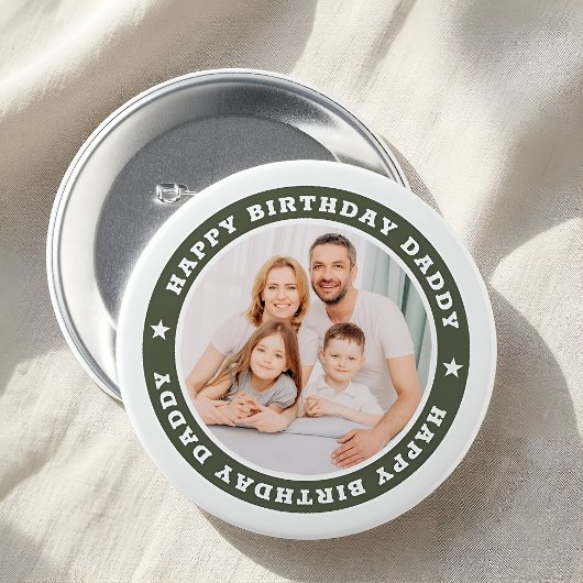 Happy Birthday Daddy Modern Simple Custom Foto Button