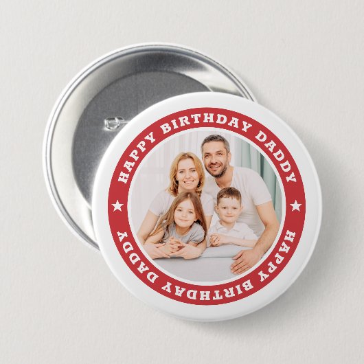 Happy Birthday Daddy Modern Simple Custom Foto Button (Vorne & Hinten)