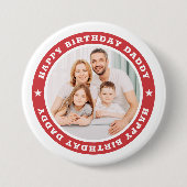Happy Birthday Daddy Modern Simple Custom Foto Button (Vorderseite)