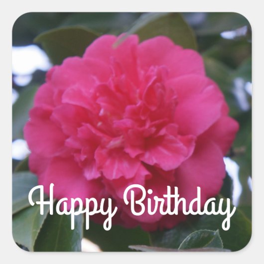 Happy Birthday Daikagura Red Camellia Stickers (Vorderseite)