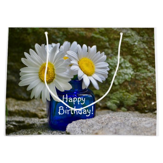 Happy Birthday Daisies Große Geschenktüte (Vorderseite)