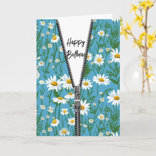 Happy Birthday Daisies mit Zipper Karte (Gelbe Blume)