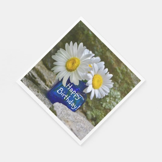 Happy Birthday Daisies Serviette (Ecke)