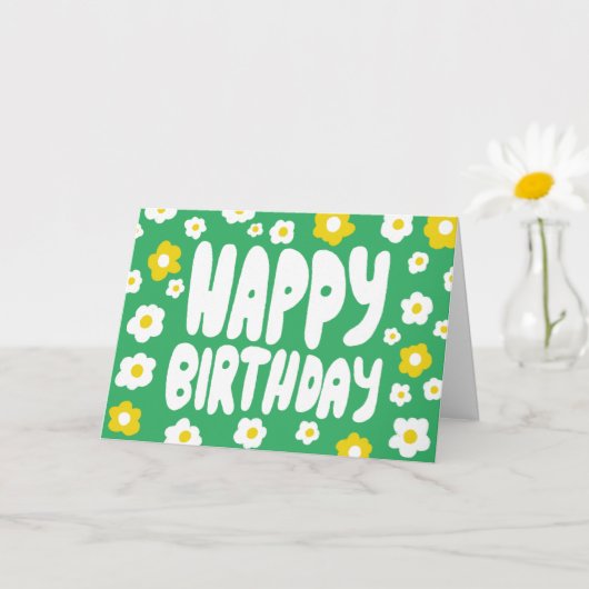 HAPPY BIRTHDAY Daisis Bubble Letters CUSTOM Bday Karte (Kleine Pflanze)