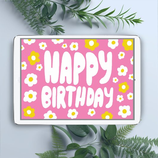 HAPPY BIRTHDAY Daisis Bubble Letters CUSTOM Bday Karte
