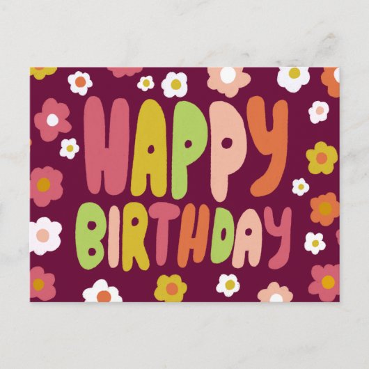 HAPPY BIRTHDAY Daisis Bubble Letters CUSTOM Bday Postkarte (Vorderseite)