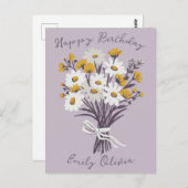 Happy Birthday Daisy Bouquet Retro INDIVIDUELLE NA Postkarte (Vorne/Hinten)
