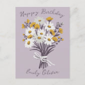 Happy Birthday Daisy Bouquet Retro INDIVIDUELLE NA Postkarte (Vorderseite)