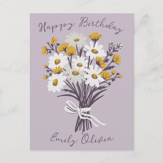 Happy Birthday Daisy Bouquet Retro INDIVIDUELLE NA Postkarte (Vorderseite)