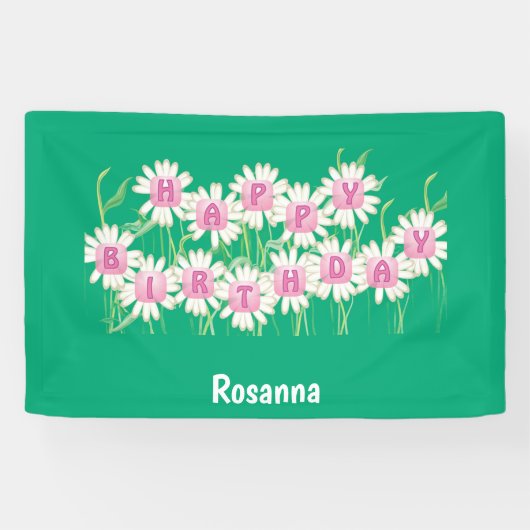 Happy Birthday Daisy Garden Design Banner (Horizontal)