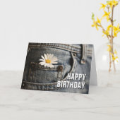 Happy Birthday | Daisy in Jeans Pocket Karte (Gelbe Blume)