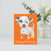 Happy Birthday Dalmatiner Welpe Dog Orange Postkar Postkarte (Stehend Vorderseite)