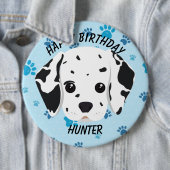 Happy Birthday Dalmatiner Welppy Blue Paw Button (Beispiel)