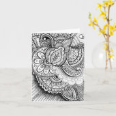 Happy Birthday Damask Indian Mandala Blank Inside Karte (Gelbe Blume)