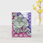 Happy Birthday Damask Indian Mandala Blank Inside Karte (Gelbe Blume)