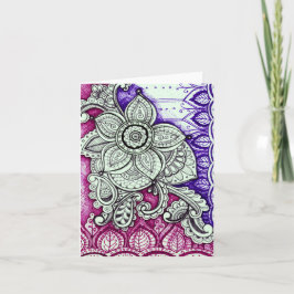 Happy Birthday Damask Indian Mandala Blank Inside Karte