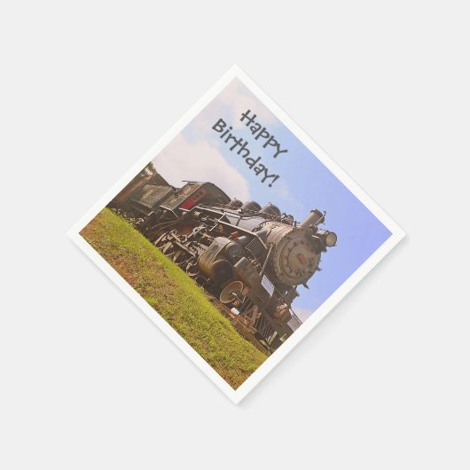 Happy Birthday Dampfzug Serviette (Ecke)