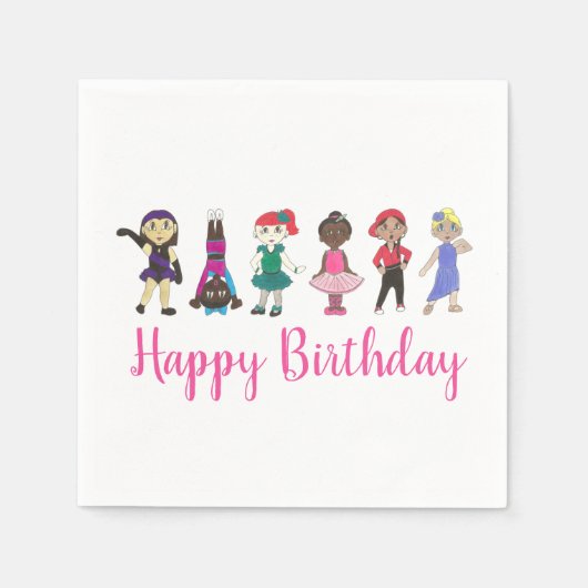 Happy Birthday Dance Themed Party Ballet Stich Jaz Serviette (Vorderseite)