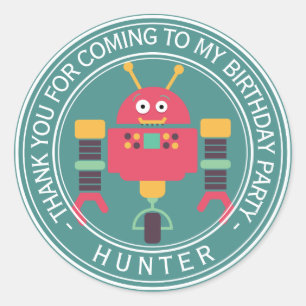 Happy Birthday - Danke Robot Runder Aufkleber