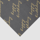 Happy Birthday Dark Gray Gold Script Seidenpapier (Detail)