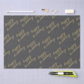 Happy Birthday Dark Gray Gold Script Seidenpapier (Handwerk)