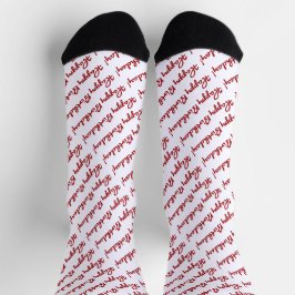Happy Birthday! Dark Red Script Socken