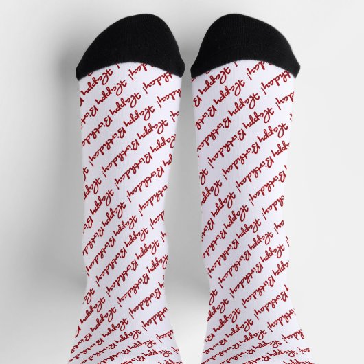 Happy Birthday! Dark Red Script Socken (Oben)