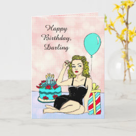 Happy Birthday Darling, Retro Lady Pinup Karte