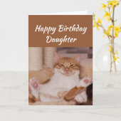 Happy Birthday Daughter Celebrate Funny Cat Karte (Gelbe Blume)