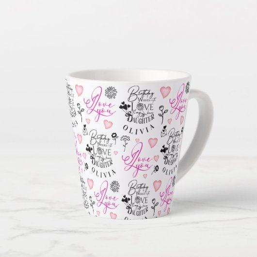 Happy Birthday Daughter Custom Name Milchtasse (Rechte Ecke)